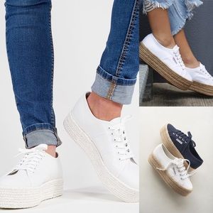 NEW Superga tot white cotcoloropew sneakers